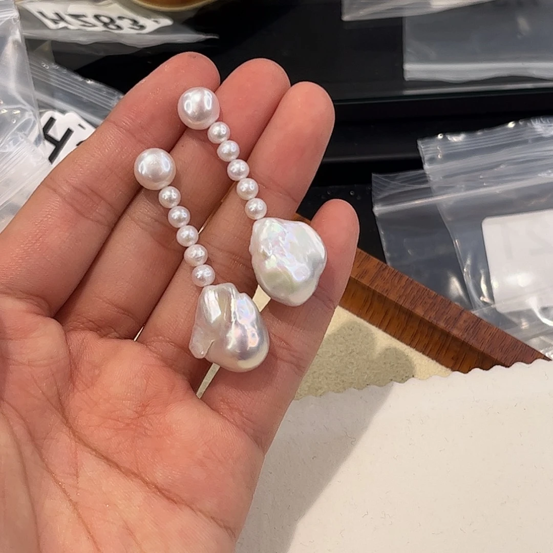 合金淡水珍珠耳饰