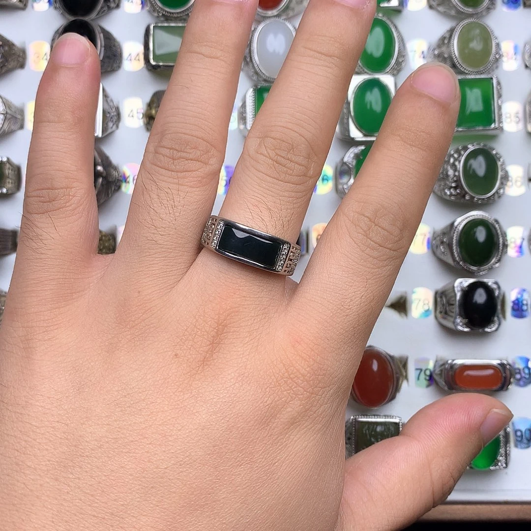 和田玉戒指合金68