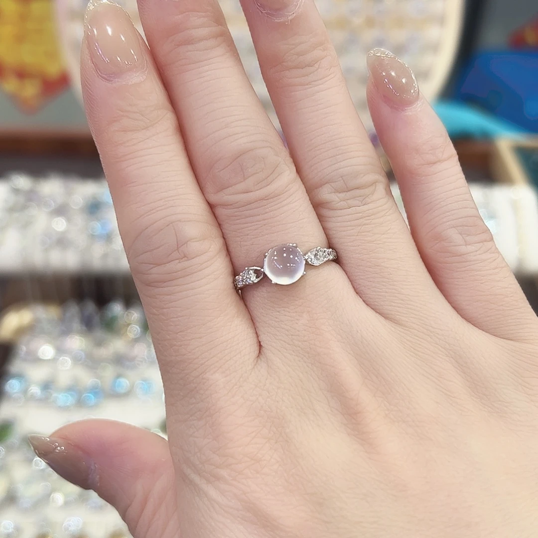 蛇纹石玉银S925镶嵌戒指