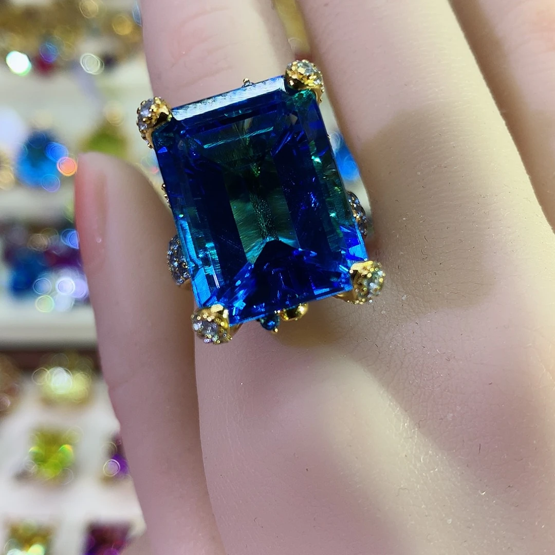 托帕石戒指银S925镶嵌