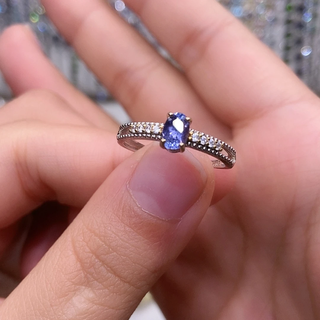 坦桑石戒指银S925镶嵌