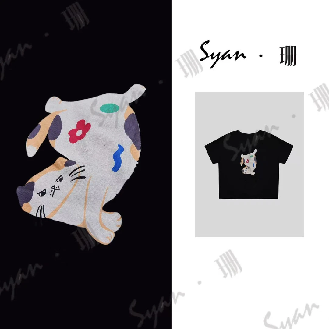 Syan【治愈猫】洋气轻奢温婉大方衣服女装潮流百搭休闲T恤设计感