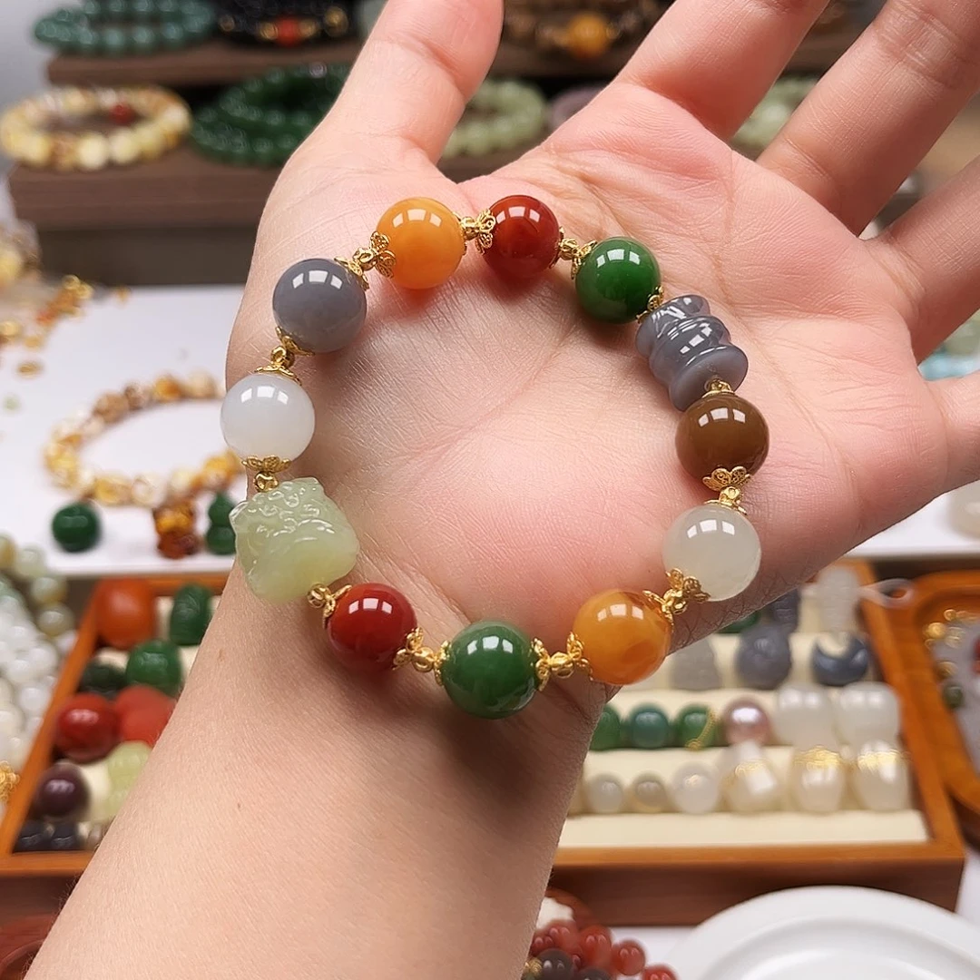 手链未镶嵌和田玉多宝手串