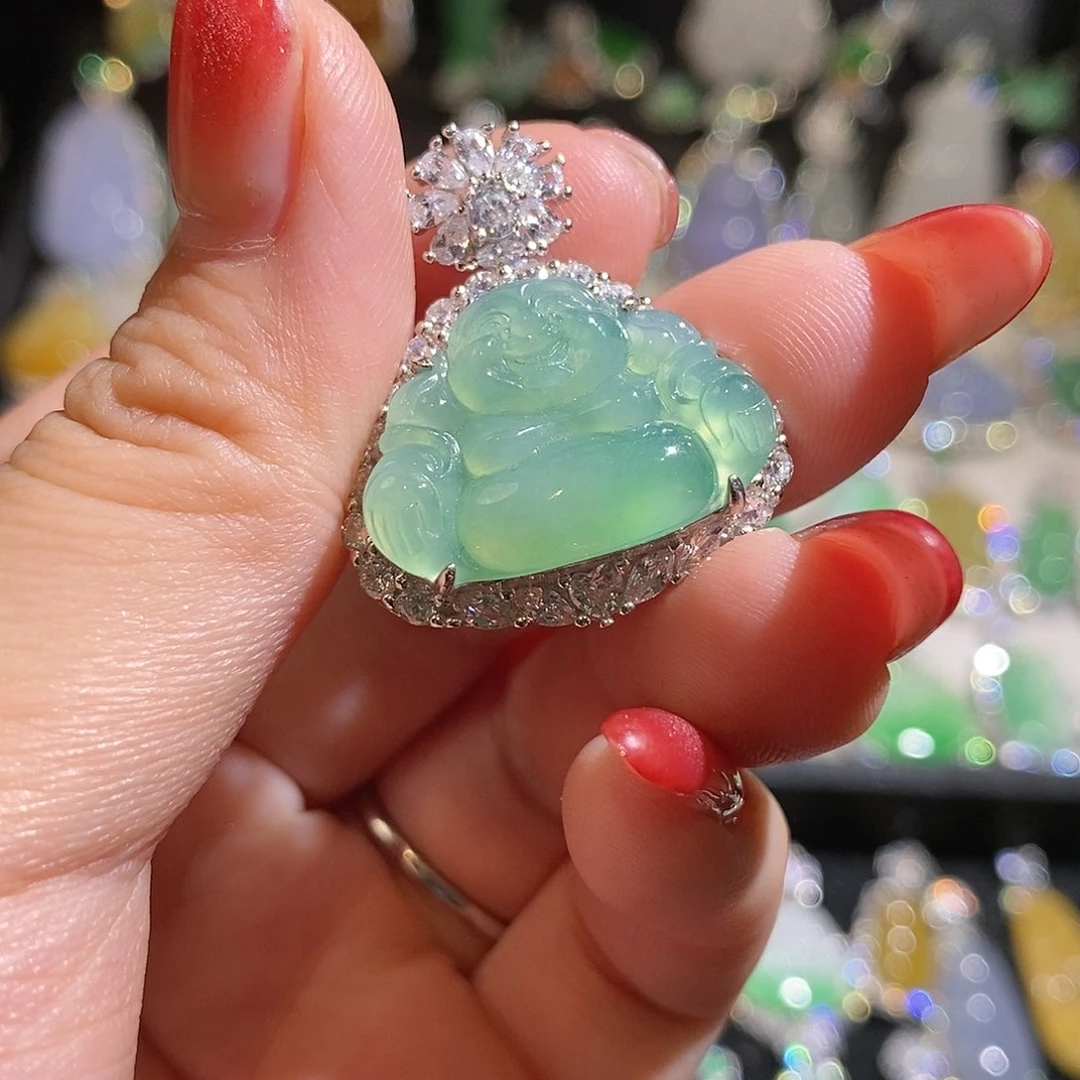 翡翠银S925镶嵌颈饰天然翡翠