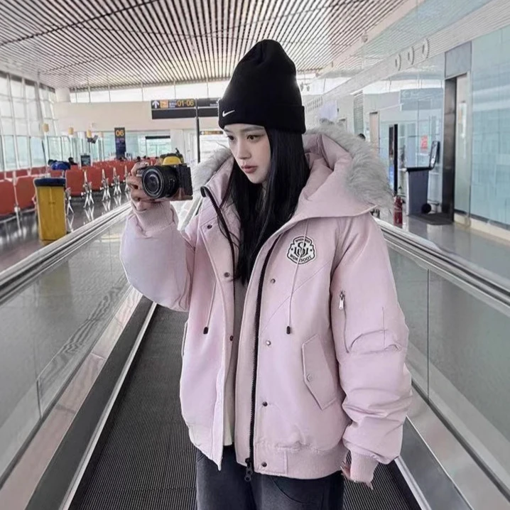 羽绒服今年爆款毛领女款服外套女加厚新款加绒加棉保暖棉服派克服