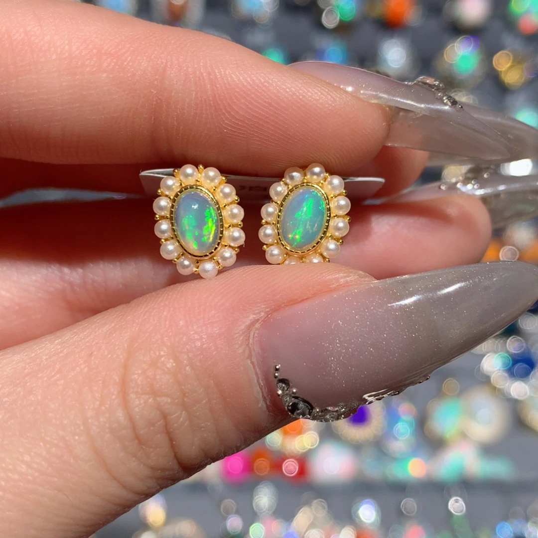 欧泊福利耳饰w银S925镶嵌