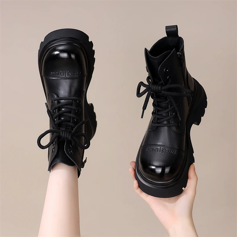 欧货厚底时装棉靴女2025年秋冬新款超火加绒舒适软底不累脚马丁靴