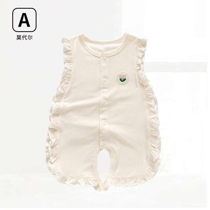 婴儿连体衣夏季薄款莫代尔琵琶对开爬服婴幼儿宝宝哈衣