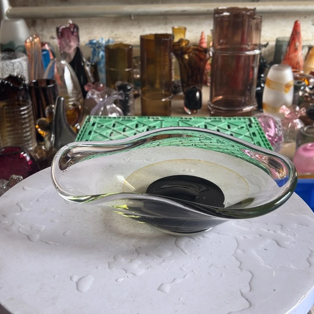 透绿高度4长30琉璃花器摆件微瑕