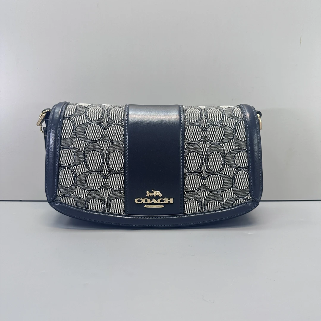 99新 COACH/蔻驰 andrea蓝老花腋下包24*14*6cmM011502