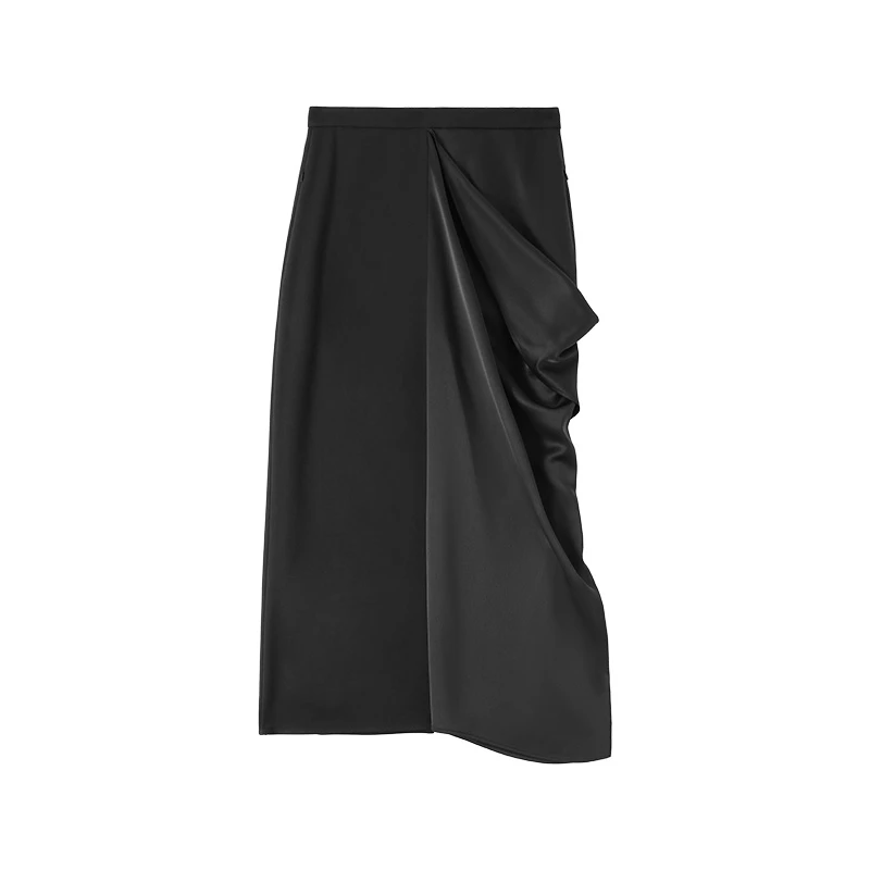 李大琪【AB面】设计师款贵气品质感简约纯色中长款半身裙