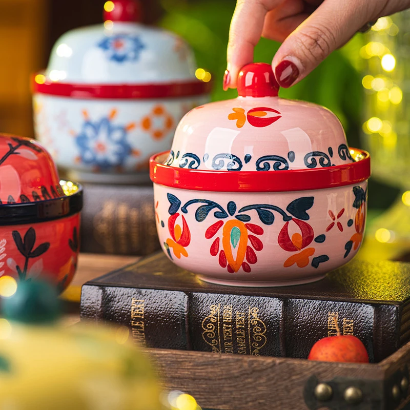 洛诺兔复古陶瓷小炖盅隔水炖家用汤盅炖罐汤罐蒸瓦罐汤专用碗蒸盅