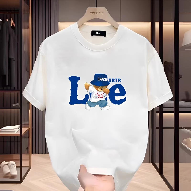 美式纯棉短袖T恤男士短T休闲时尚半截袖t恤圆领大码体恤潮流印花