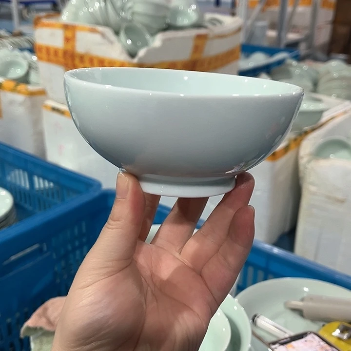 白瓷5寸青瓷米饭碗，10个，微瑕包邮