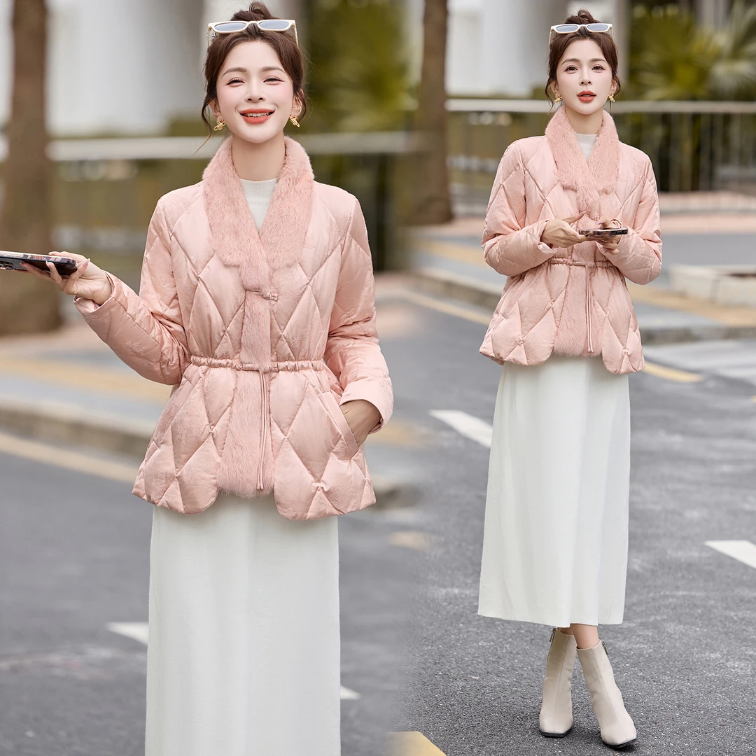 新中式国风羽绒服女2025新款冬小个子短款洋气收腰显瘦小香风外套