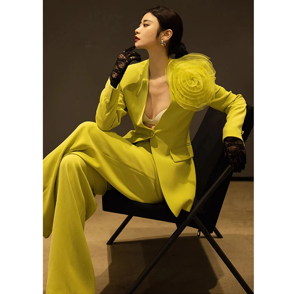 2025春季气场强大轻奢气质炸街减龄爆款洋气西装套装女长裤两件套