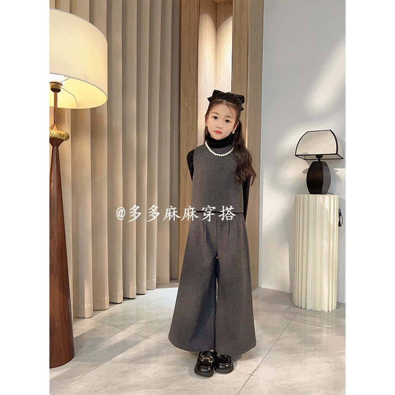 女童套装气质款马甲阔腿裤两件套套装23787#