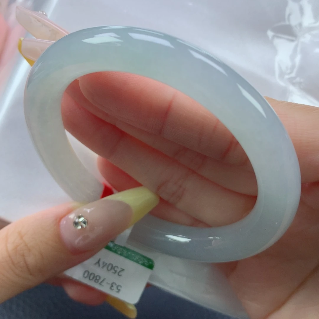 翡翠手镯未镶嵌缅甸天然翡翠A货54.3