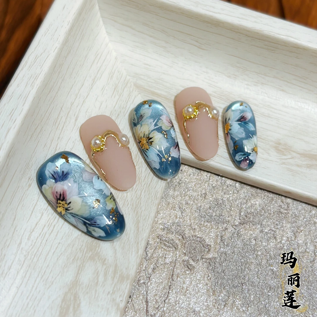 水彩手绘@【玛丽莲】寇丝妮 纯手工穿戴式美甲