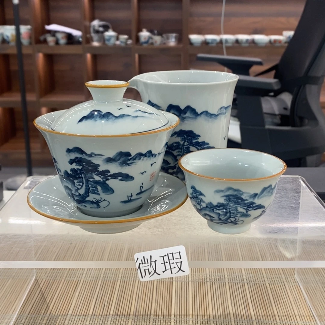 釉下彩老陶泥手工绘制