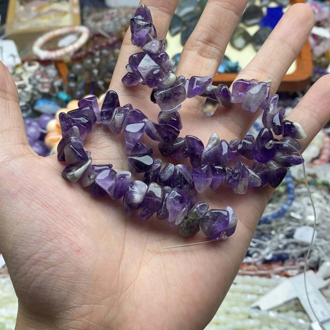 未镶嵌玛瑙/玉髓珠宝半成品一条天然狗牙紫水晶碎石A221