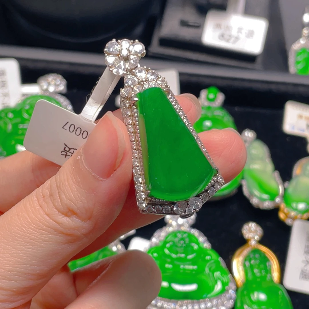 翡翠银S925镶嵌吊坠(不含链)