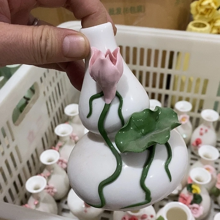 瓷片纯手工陶瓷花摆件瑕