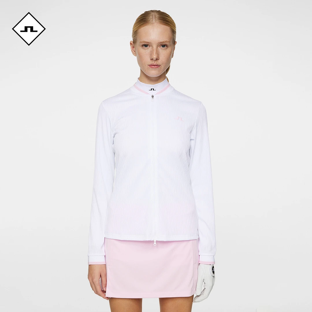 JLINDEBERG金林德伯格进口女士高尔夫弹力舒适透气罗纹针织长袖开