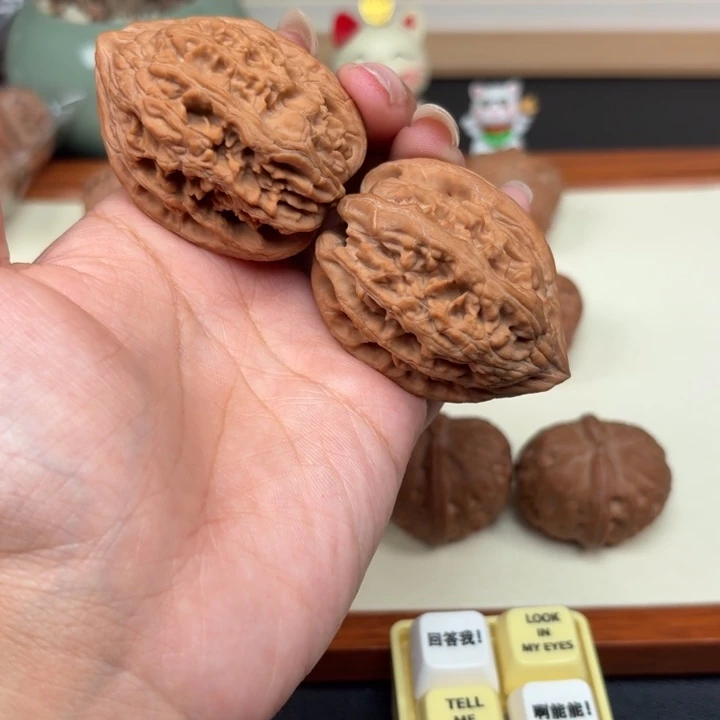 芥***汁文玩核桃把件全品大古石40