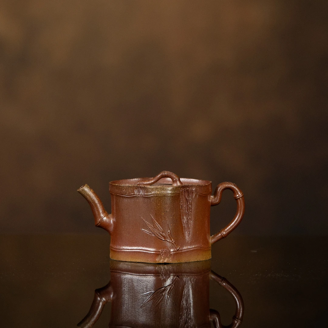 【利贞l竹段宫灯】原矿柴烧100cc手工制宜兴紫砂壶THF