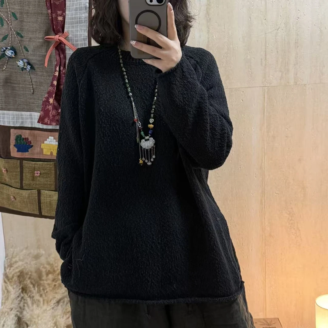 那年原创设计师款复古炒色加厚款麻线冬季毛衣秋冬（长67 胸围135）