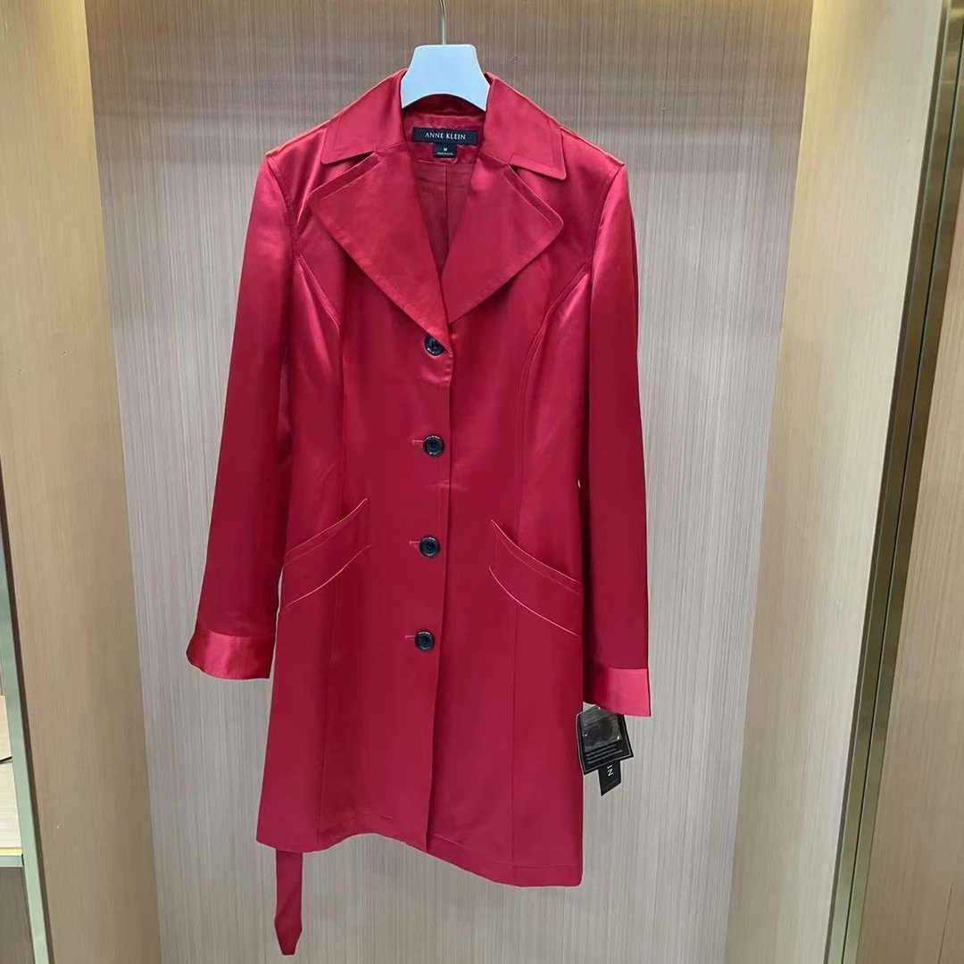 【LJWM】桑蚕丝长袖风衣款外套 W8009