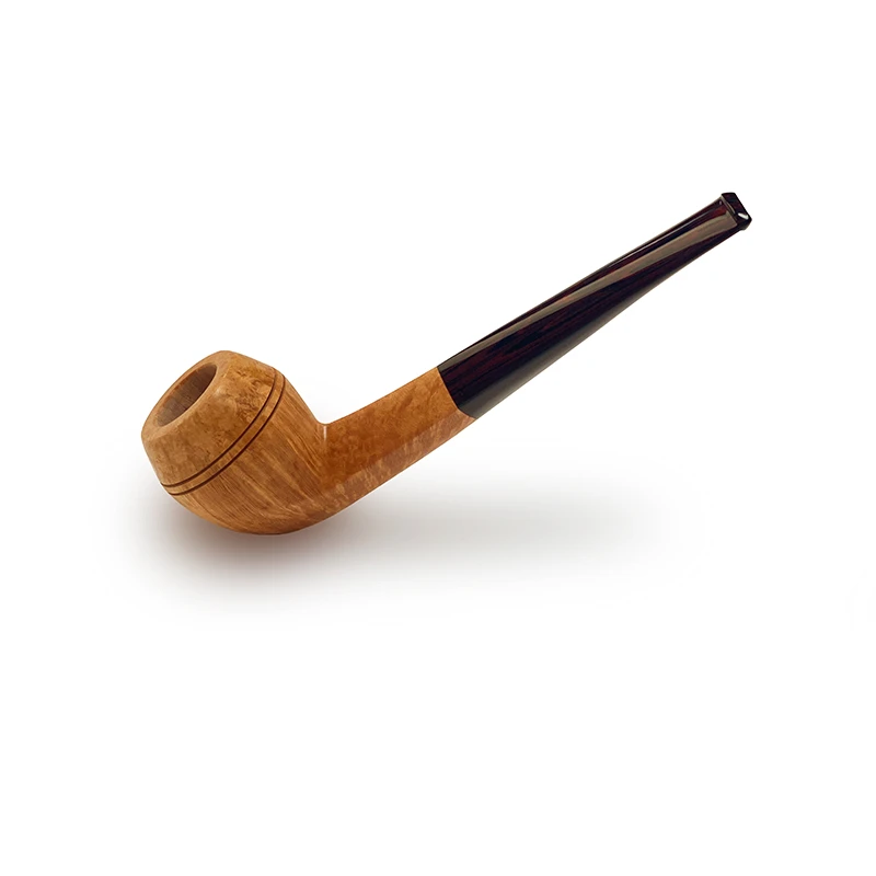 手工石楠木烟斗原木色牛头斗3mm八花坎伯兰斗嘴石楠根实木烟斗