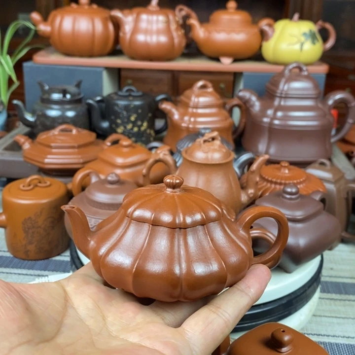 紫砂茶壶筋纹君德120cc原矿赵庄朱泥特价