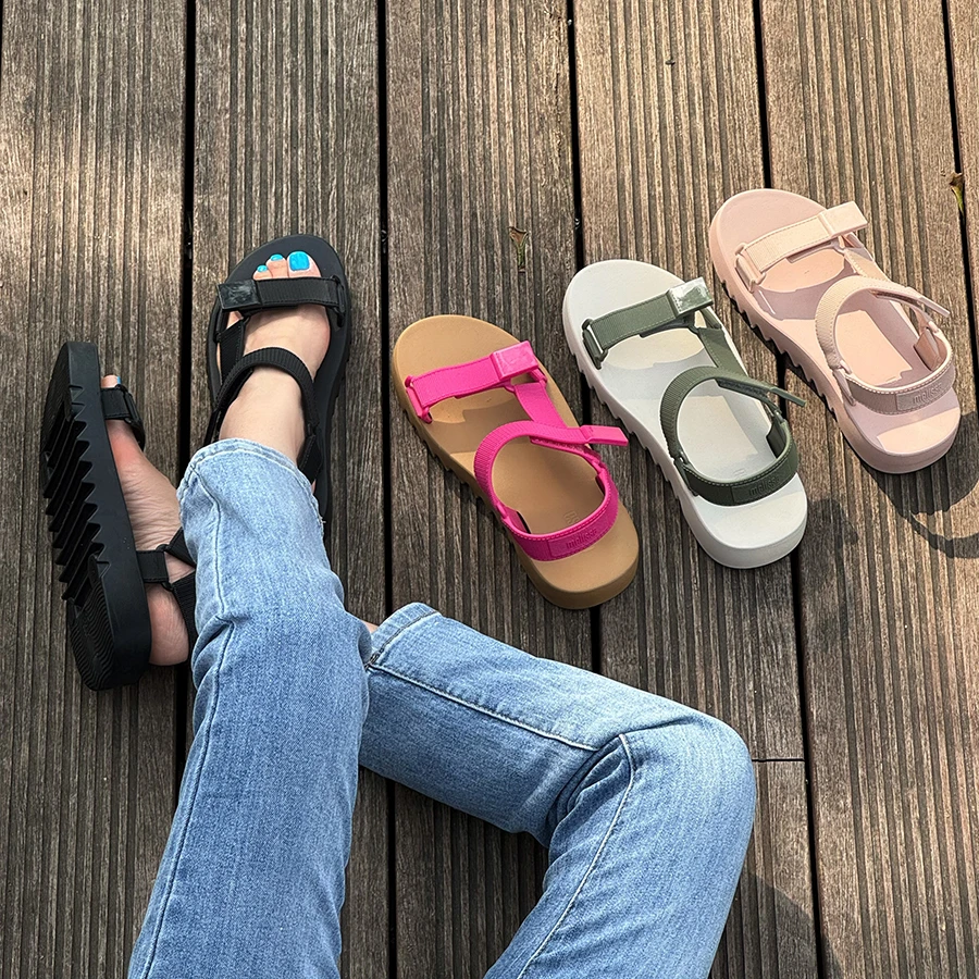 正品香香鞋凉鞋24年新款巴西厚底魔术贴果冻鞋松糕鞋女鞋百搭时尚