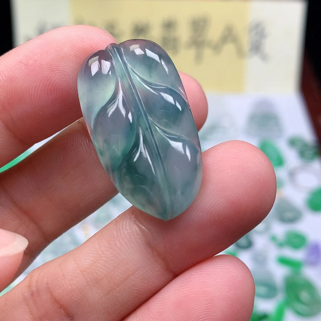 翡翠裸石缅甸天然A货翡翠冰种叶子