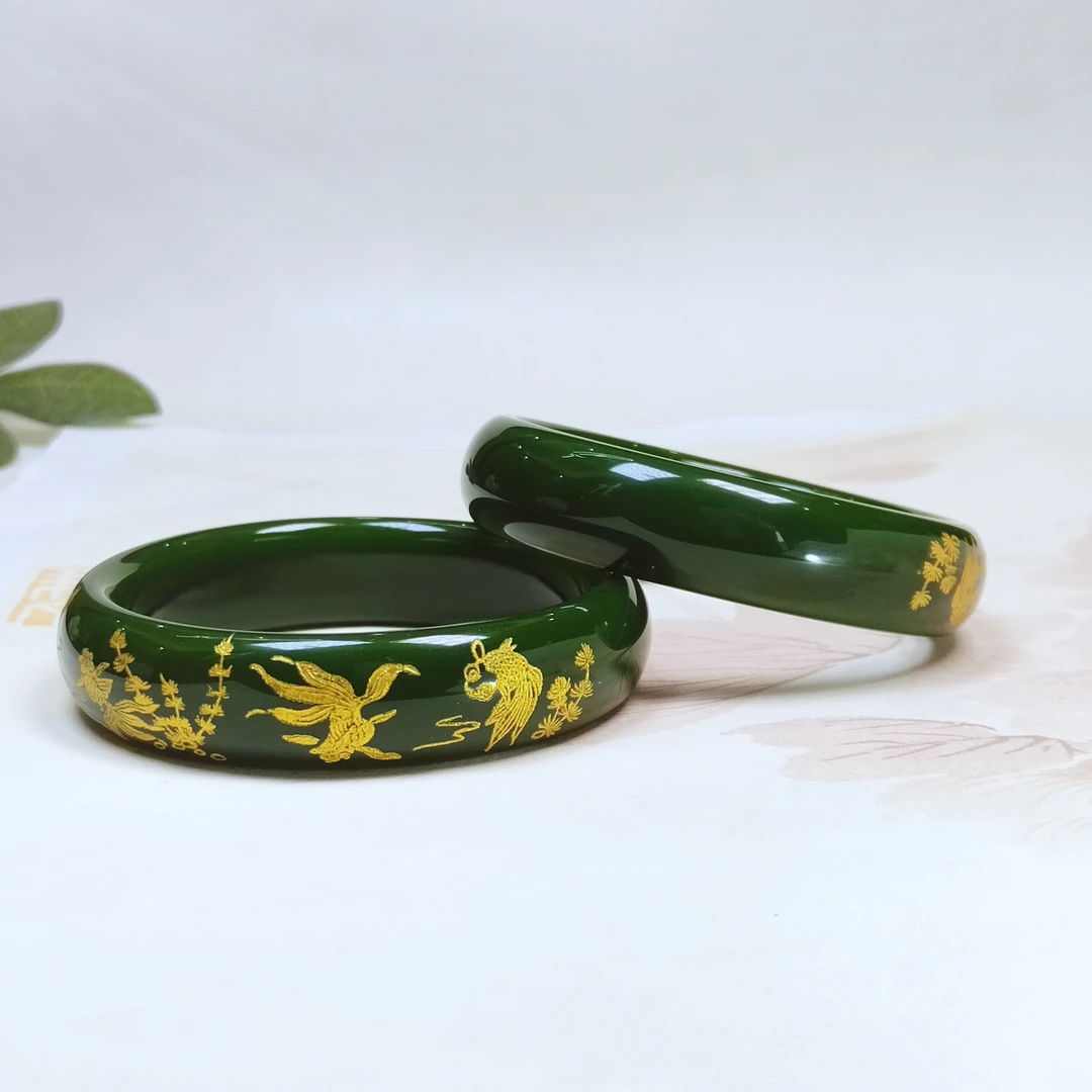 【侯总甄选】高端菠菜绿金玉满堂藏品手镯-多样性发-拍一发一