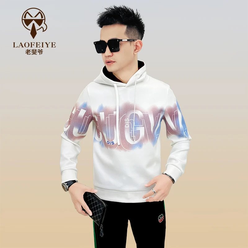 【老斐爷欧品】2025秋冬款男士连帽休闲百搭帅气高级字母帽子款卫衣
