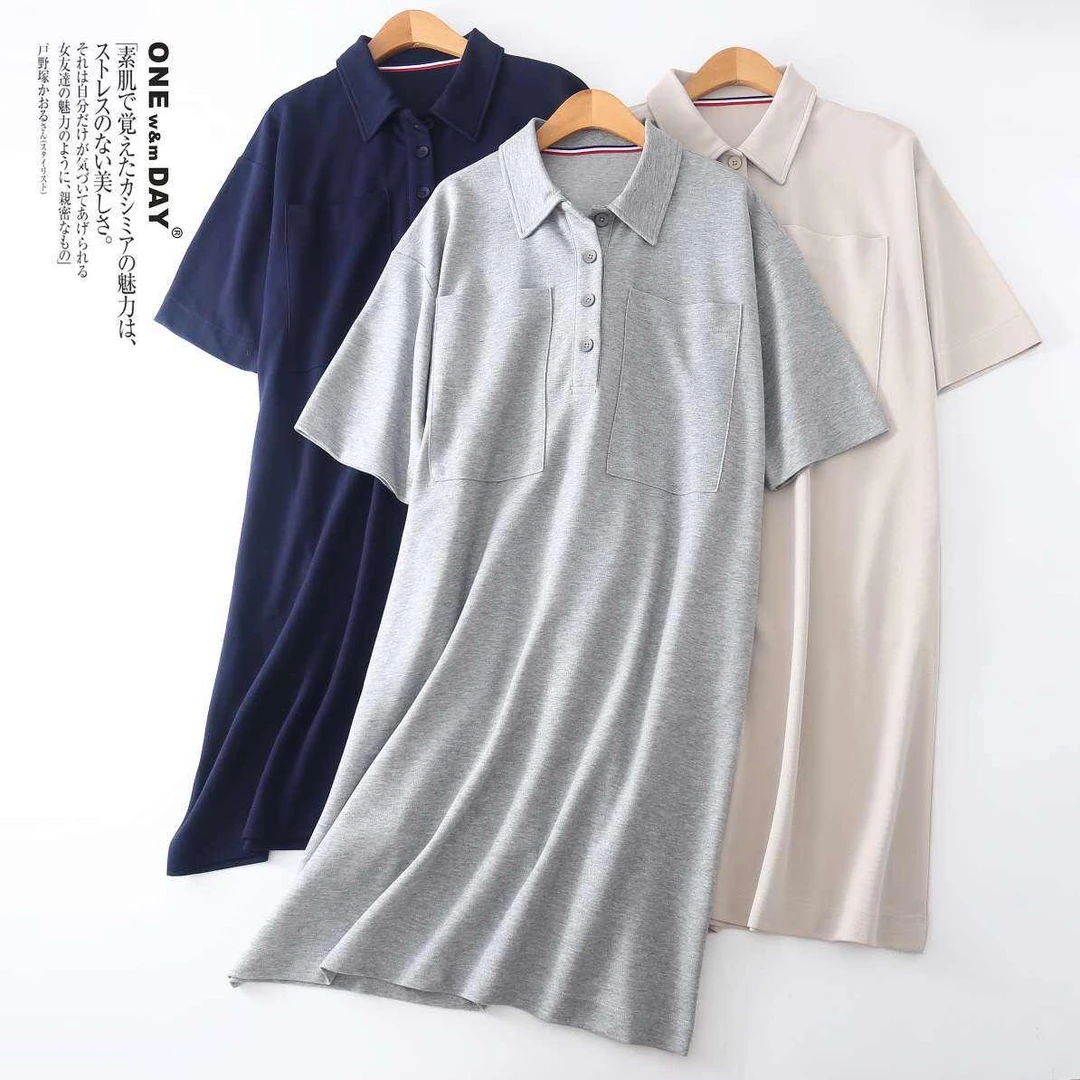 帽之都休闲基础口袋翻领连衣裙370070