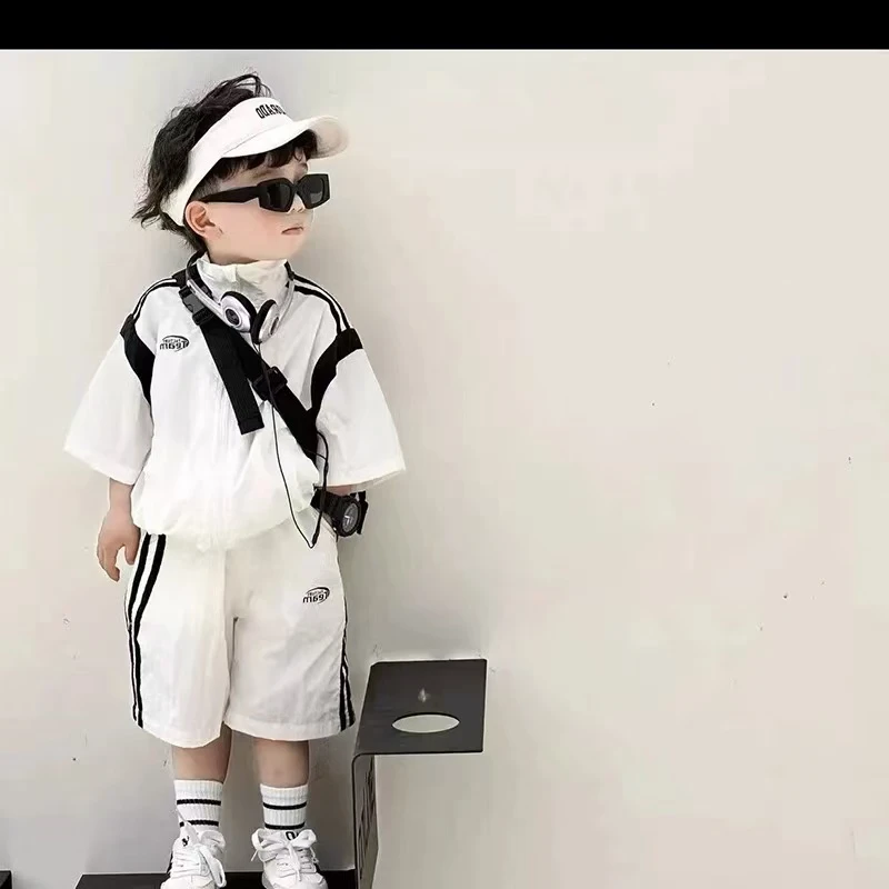 C002 2025新款男童两件套韩版印花套装软糯清薄（以直播颜色为准）