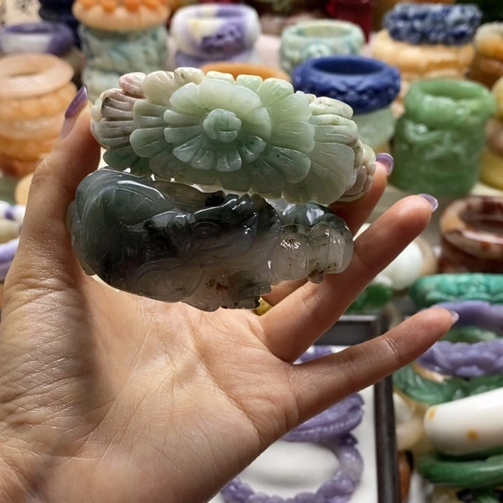 夢***影石英岩玉未镶嵌手镯