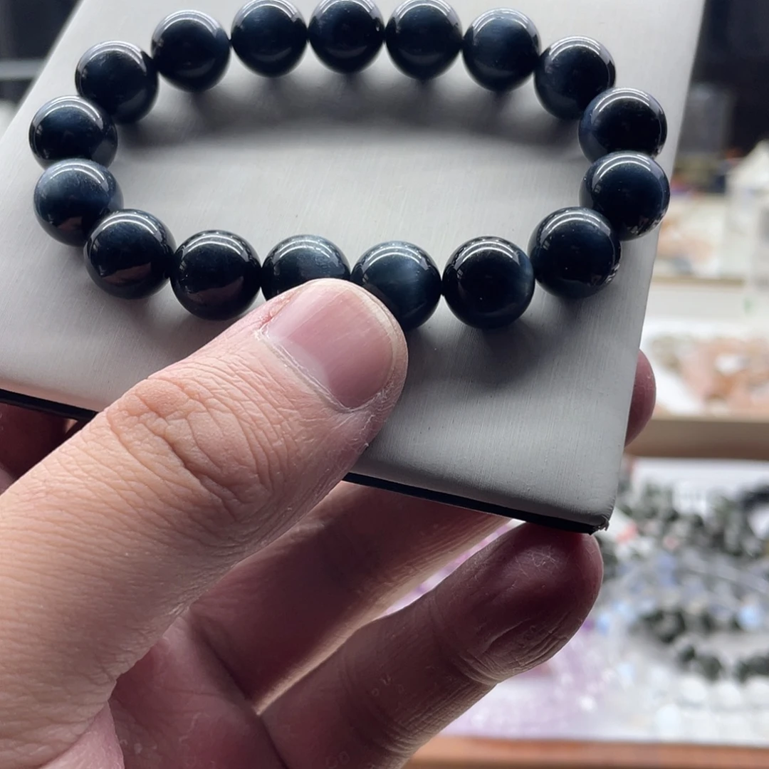 水晶未镶嵌手链12mm左右蓝虎眼手串