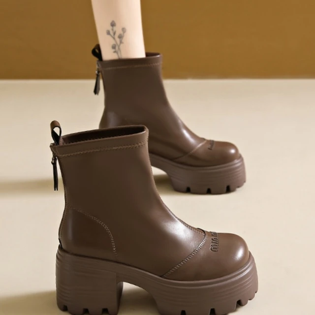 马丁靴女小个子增高厚底短靴2025秋冬法式洋气小短靴美拉德皮靴