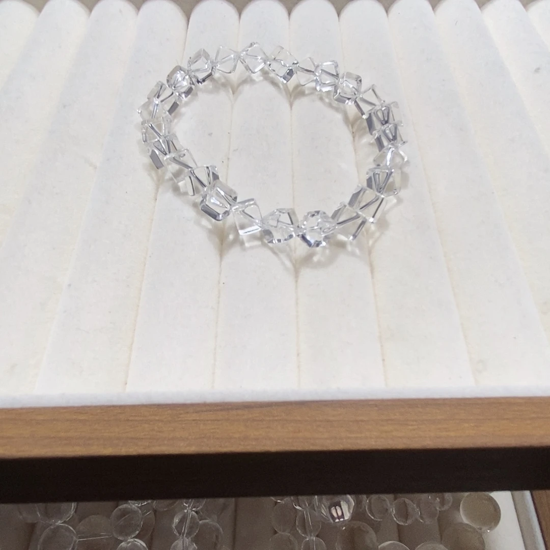 手链水晶未镶嵌6mm斜方糖白水晶