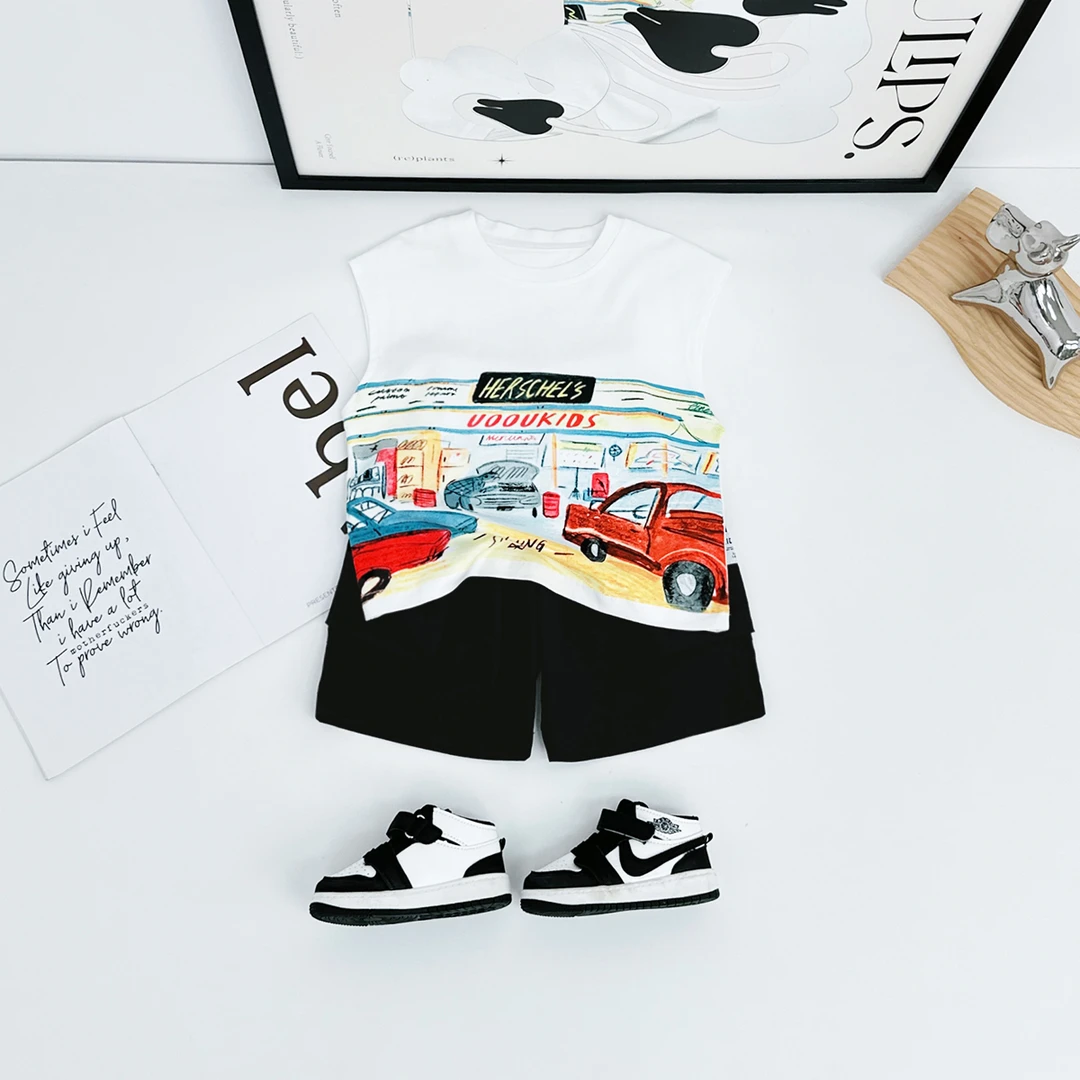 儿童背心套装无袖男童夏季2025新款洋气潮牌BQ25668Z悠悠童话童装