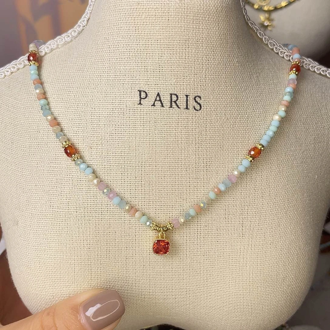 钛钢天蓝石方糖吊坠