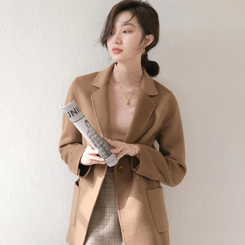 又暖又奢！纯羊毛双面呢西装领大衣外套呢子大衣 688