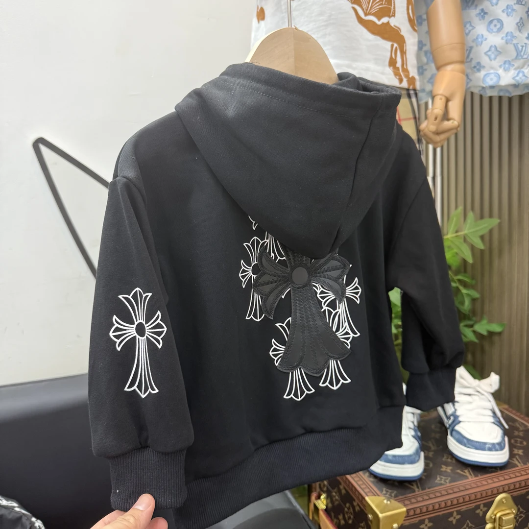 男童潮牌时尚加绒连帽卫衣新款男宝中小儿童潮酷童装上衣