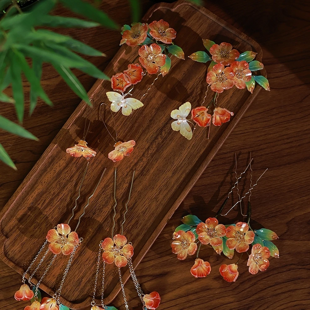 【红藤杖】|凌霄花|热缩U钗流苏华丽汉服配饰国风发饰日常超仙发夹
