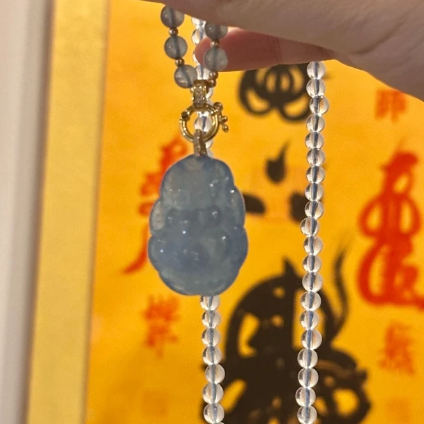 合金吊坠 蓝色项链孤品63